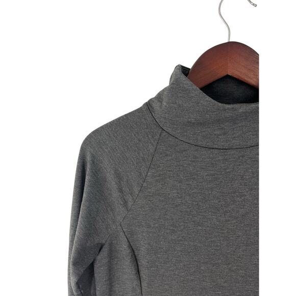 Title Nine Gray French Terry Guthrie Dress Small Mock Neck Kangaroo Pocket Midi - Picture 5 of 11